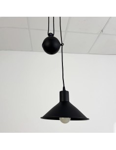 industrial vintage style ceiling lamp with a metal shade and a counterweight 2