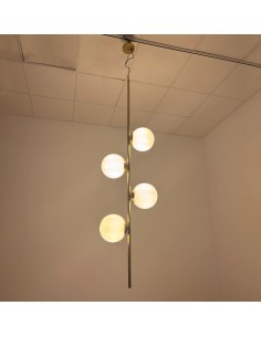 Vertical pendant lamp in brass with amber lampshades for luxury interior design projects 2