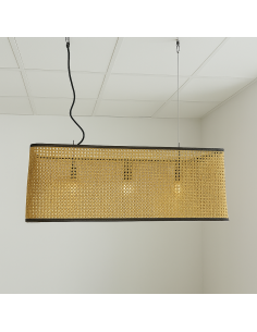 Handmade hanging lamp Tauret in woven cane – warm lighting effect 2
