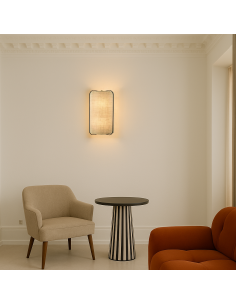 wall sconces lampshade in the shape of a half cylinder made of cotton-burlap fabric 2