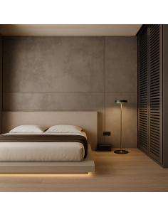 Black and brass LED floor lamp with industrial design for modern hotels 2