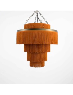 Terracotta fringe pendant lamp in brass and fabric Vintage Light 2