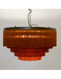 Large ceiling lamp in terracotta fabric with gold finish