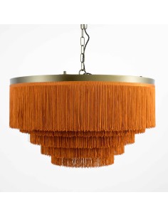 Large ceiling lamp in terracotta fabric with gold finish 2