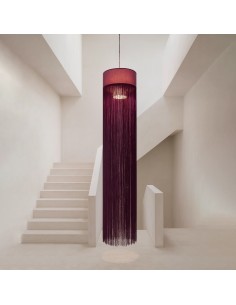 Lámpara colgante de hilos magenta – Diseño artesanal y exclusivo | Luz Vintage