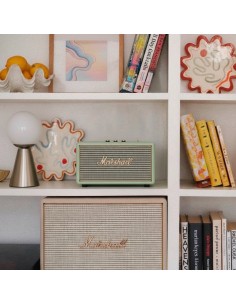 Uliana LED table lamp with conical base in brushed chrome on wood 2