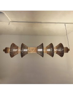 Large decorative lighting in wicker and brass 2