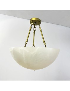 Saidi ceiling light in natural alabaster with aged brass