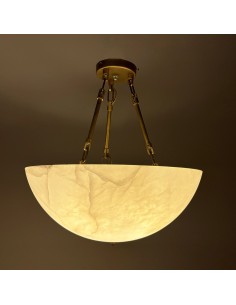 Saidi ceiling light in natural alabaster with aged brass 2