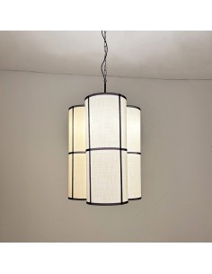 Decorative pendant lamp with three textile shades 2