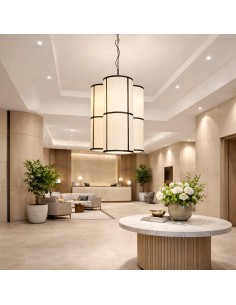 Decorative pendant lamp with three textile shades