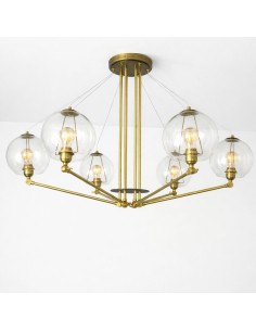 Lámpara colgante decorativa con brazos articulados y globos de cristal 2