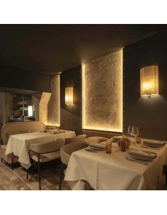 aplique de pared para restaurantes con tejidos naturales