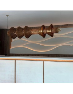 lampara colgante de mimbre gran formato para recepción de hotel