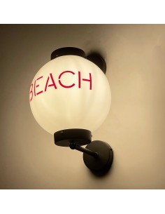 Vintage black wall light with globe, industrial style