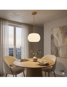 lámpara techo cristal vintage de interior compuesta por una tija dorada en acabado latón envejecido 2