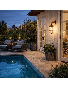 Navy style wall light in aged brass and clear glass. 2