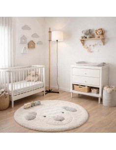 Lámpara de pie de salón de estilo vintage con una pantalla de tela se desliza de arriba a abajo 2