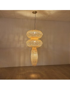 lampara colgante de mimbre gran formato
