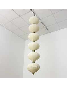 Lámpara colgante japonesa vertical de tela | Iluminación zen decorativa 2