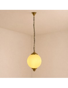 Vintage pendant lamp with an opal glass globe. 2