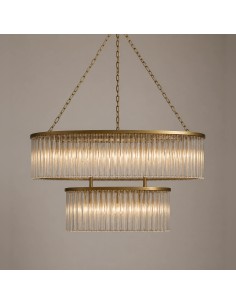 Diseño de doble nivel en cristal y dorado que combina elegancia, luminosidad y sofisticación.