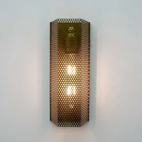 Vintage Brass Wall Lamp Perforated Grating - Lorely