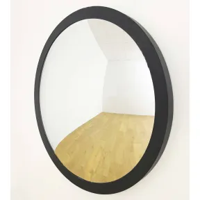 espejo con forma circular y marco de metal efecto negro envejecido 2