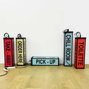 Vintage sign with colored methacrylate and integrated LED 2