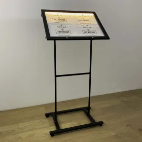 Standing menu display with integrated LED for outdoor use...