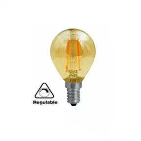 Bombilla vintage LED E14 esférica 4W cristal ámbar 2200k - Regulable