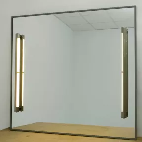 espejo de luz vintage cuadrado con marco de metal y dos LEDS incluidas 2