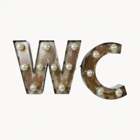 Metal letters with vintage light bulbs for the wall