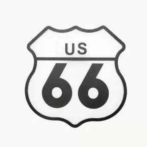 rótulo luminoso de la famosa Ruta 66 de los Estados Unidos.