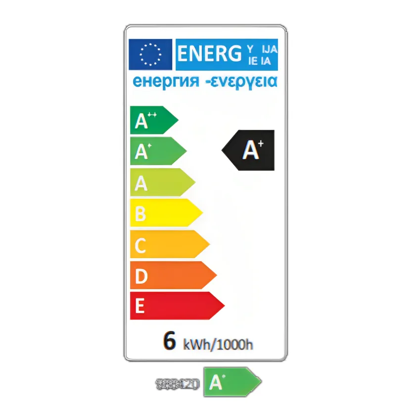 bombilla led regulable con efecto espejo con etiqueta de eficiencia energética