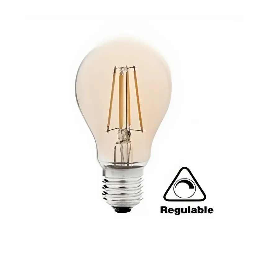 Bombilla LED Filamento estándar E27 5W cristal ámbar - Regulable