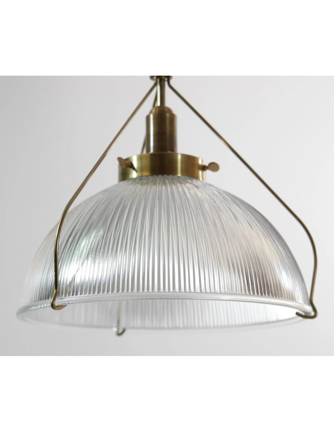 Lámpara colgante estilo industrial con campana en cristal rallado luz vintage