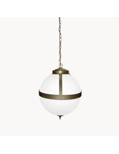 Opal white and aged brass ceiling pendant lamp