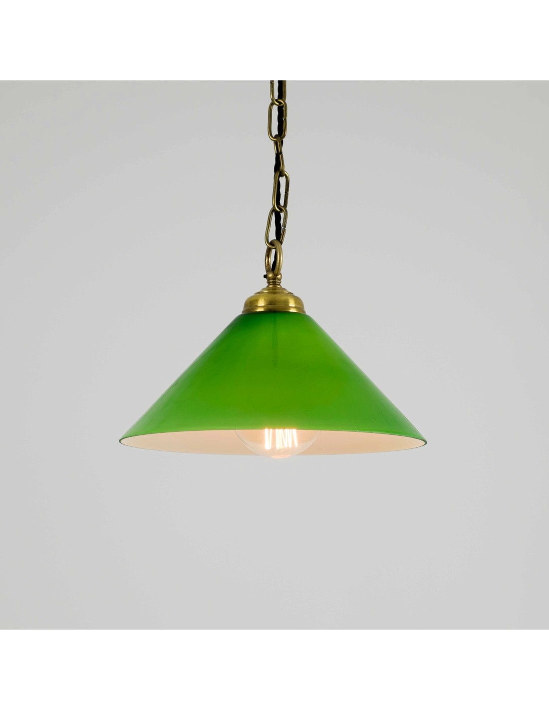 lámpara de techo vintage con tulipa de cristal verde o blanca de 30cm