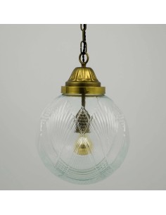 lámpara de techo vintage con esfera de cristal transparente tallada 2