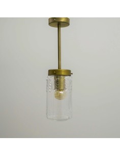 vintage ceiling lamp with vintage glass lampshade decorated with reliefs 2