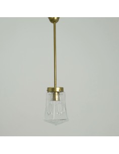 lámpara de techo colgante latón envejecido y cristal con relieve 2