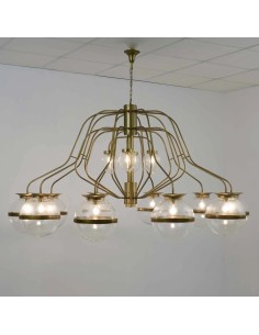 Large vintage lamp with balls and glass lampshades -... 2