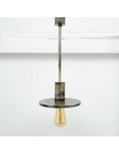 Ceiling pendant lamp with metal disc rustic style vintage light 2