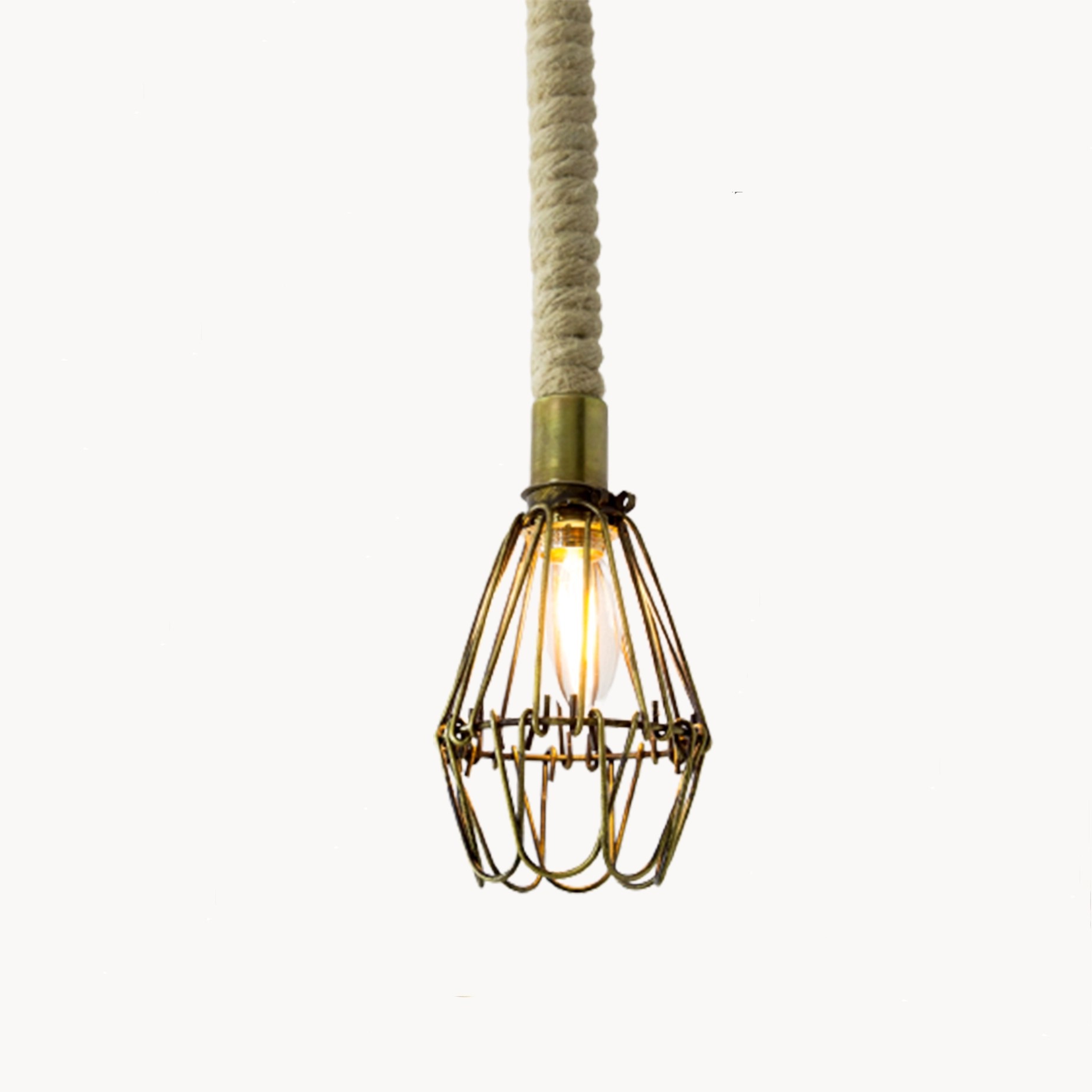 Lámpara de techo vintage rústica de cuerda con flor metálica Claudia