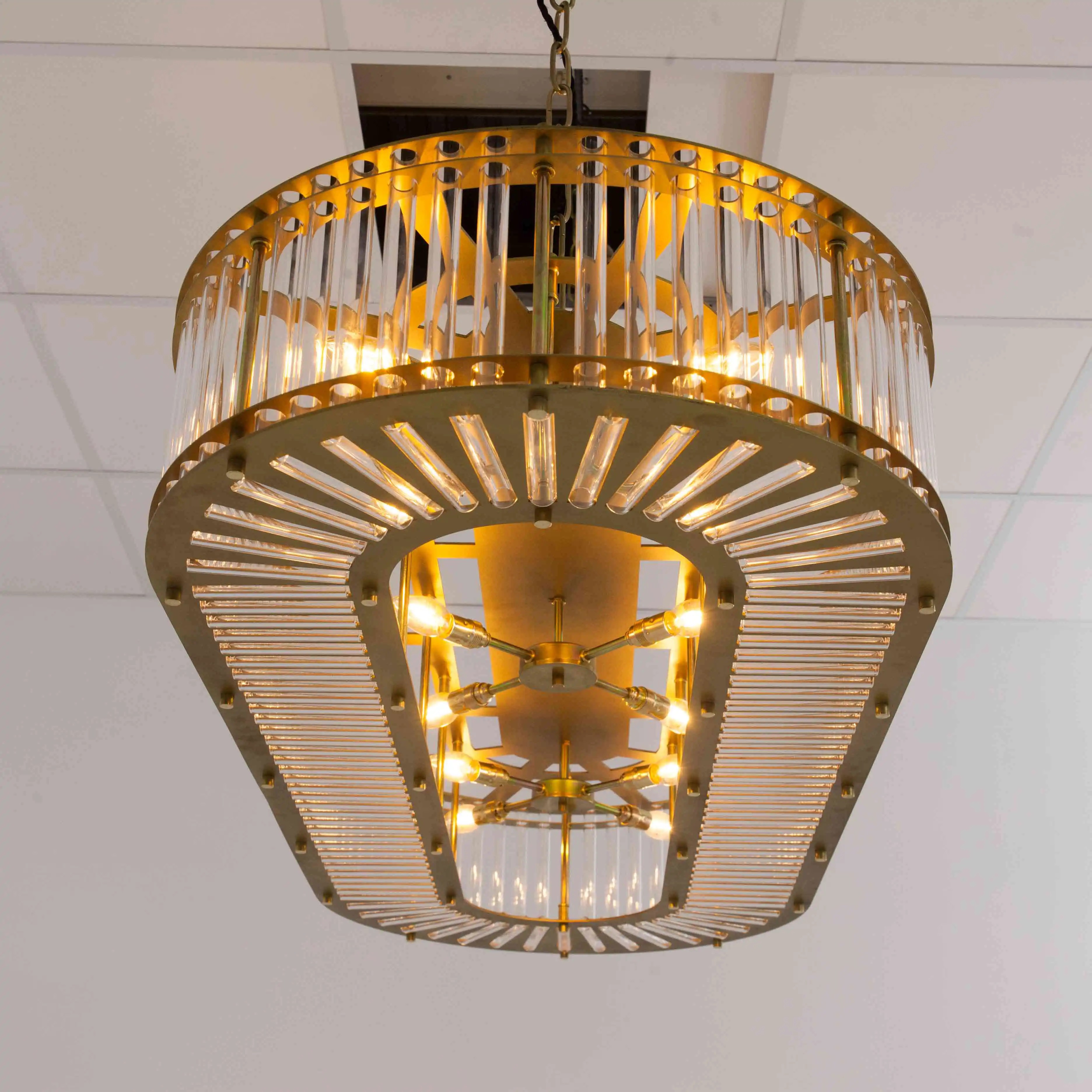 Lámpara de techo chandelier con tubos de cristal - Luz Vintage